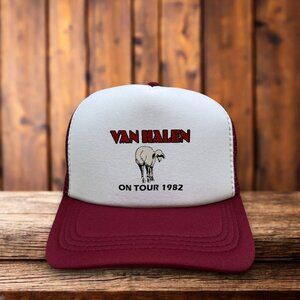 Van Halen Heavy Metal Mens Trucker Hat Maroon David Lee Roth Baseball Cap